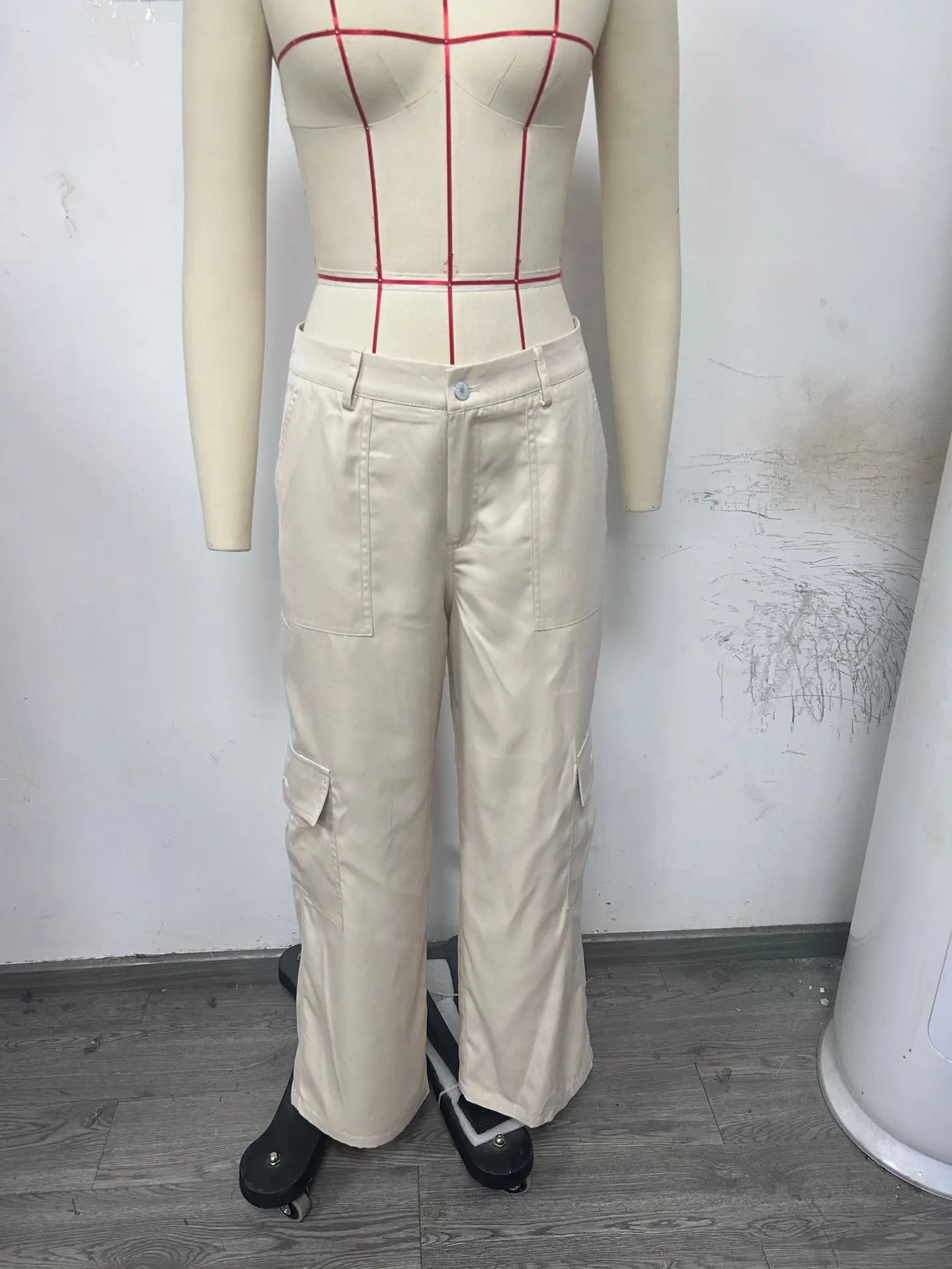 New Straight Cargo High Waist Baggy Trousers Casual Wide Leg Slim Vintage Streetwear Pocket Fashion Women Casual Pants