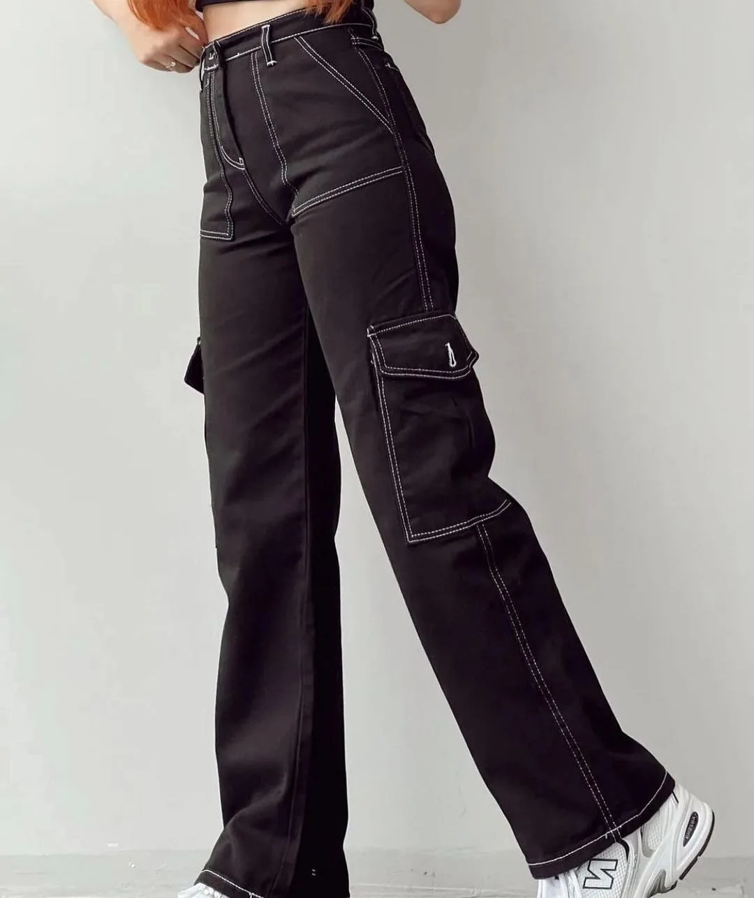 New Straight Cargo High Waist Baggy Trousers Casual Wide Leg Slim Vintage Streetwear Pocket Fashion Women Casual Pants