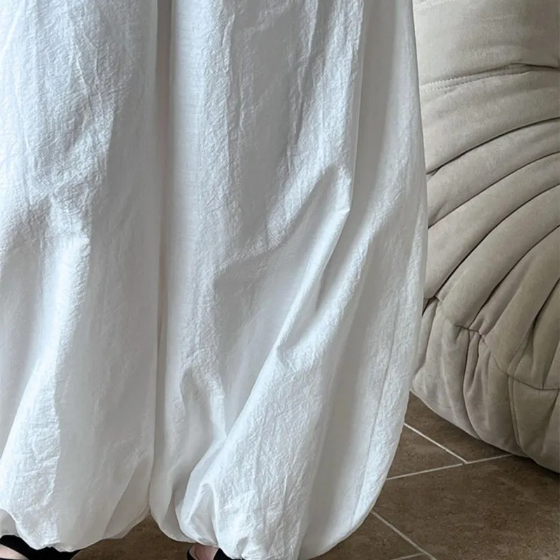 Women Lantern Pants Casual Loose Breathable Cotton Wide Leg Pants 2026 New Summer Fashion Oversized Trousers Female Clothes