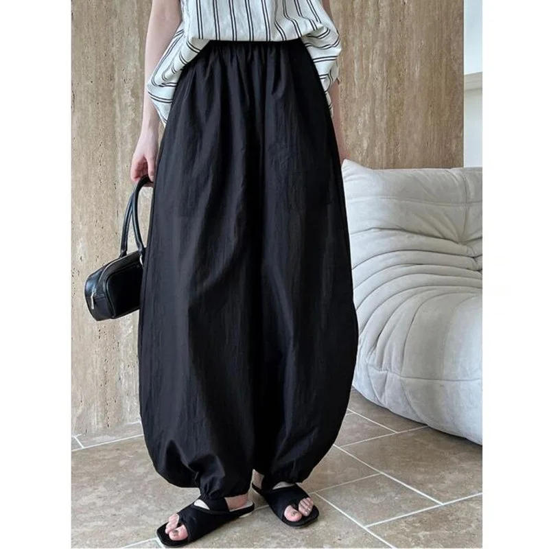 Women Lantern Pants Casual Loose Breathable Cotton Wide Leg Pants 2026 New Summer Fashion Oversized Trousers Female Clothes