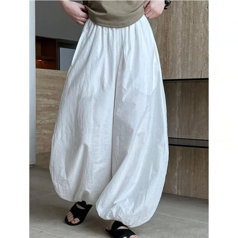 Women Lantern Pants Casual Loose Breathable Cotton Wide Leg Pants 2026 New Summer Fashion Oversized Trousers Female Clothes