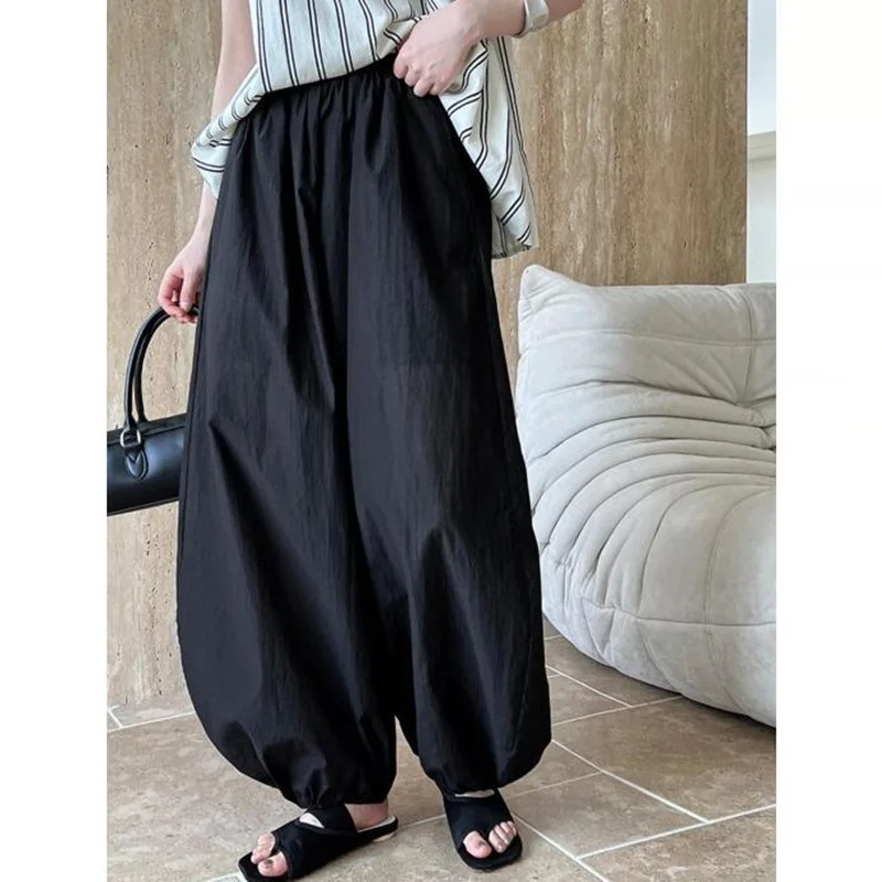 Women Lantern Pants Casual Loose Breathable Cotton Wide Leg Pants 2026 New Summer Fashion Oversized Trousers Female Clothes
