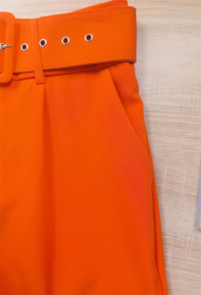 2025 Fashion Multicolor Suit Trousers Women's Casual Pants Spring Summer High-waist Sashes Lady Slim Ankle-length Straight Pants