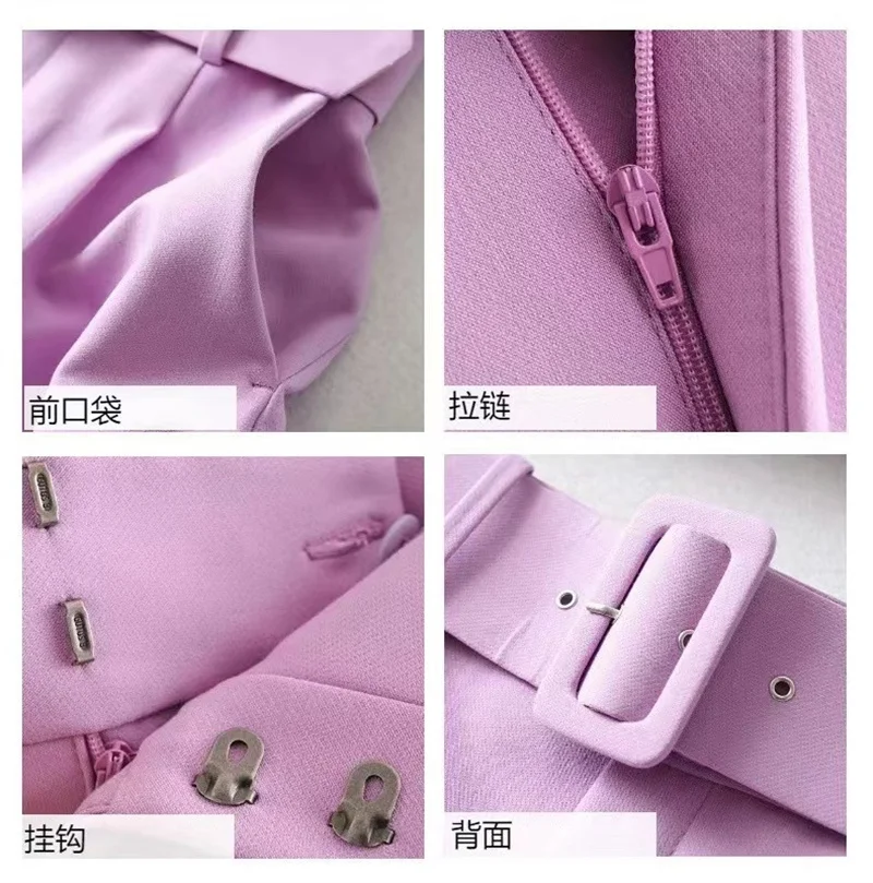 2025 Fashion Multicolor Suit Trousers Women's Casual Pants Spring Summer High-waist Sashes Lady Slim Ankle-length Straight Pants