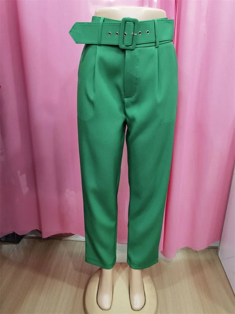 2025 Fashion Multicolor Suit Trousers Women's Casual Pants Spring Summer High-waist Sashes Lady Slim Ankle-length Straight Pants