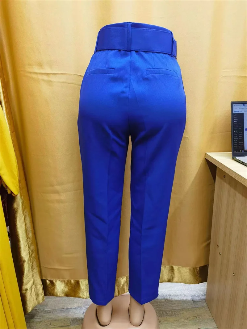 2025 Fashion Multicolor Suit Trousers Women's Casual Pants Spring Summer High-waist Sashes Lady Slim Ankle-length Straight Pants