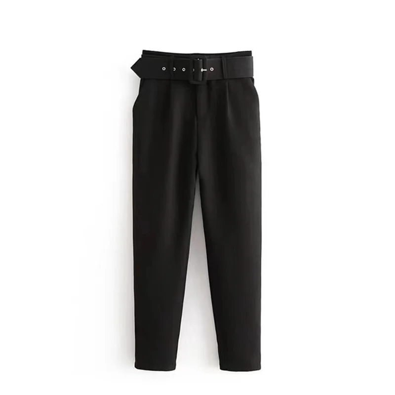 2025 Fashion Multicolor Suit Trousers Women's Casual Pants Spring Summer High-waist Sashes Lady Slim Ankle-length Straight Pants