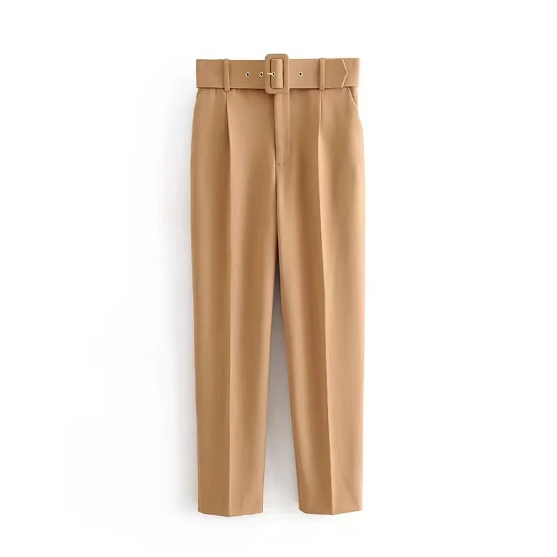 2025 Fashion Multicolor Suit Trousers Women's Casual Pants Spring Summer High-waist Sashes Lady Slim Ankle-length Straight Pants