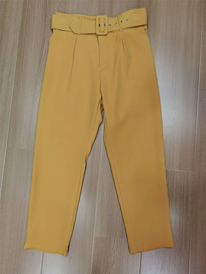2025 Fashion Multicolor Suit Trousers Women's Casual Pants Spring Summer High-waist Sashes Lady Slim Ankle-length Straight Pants