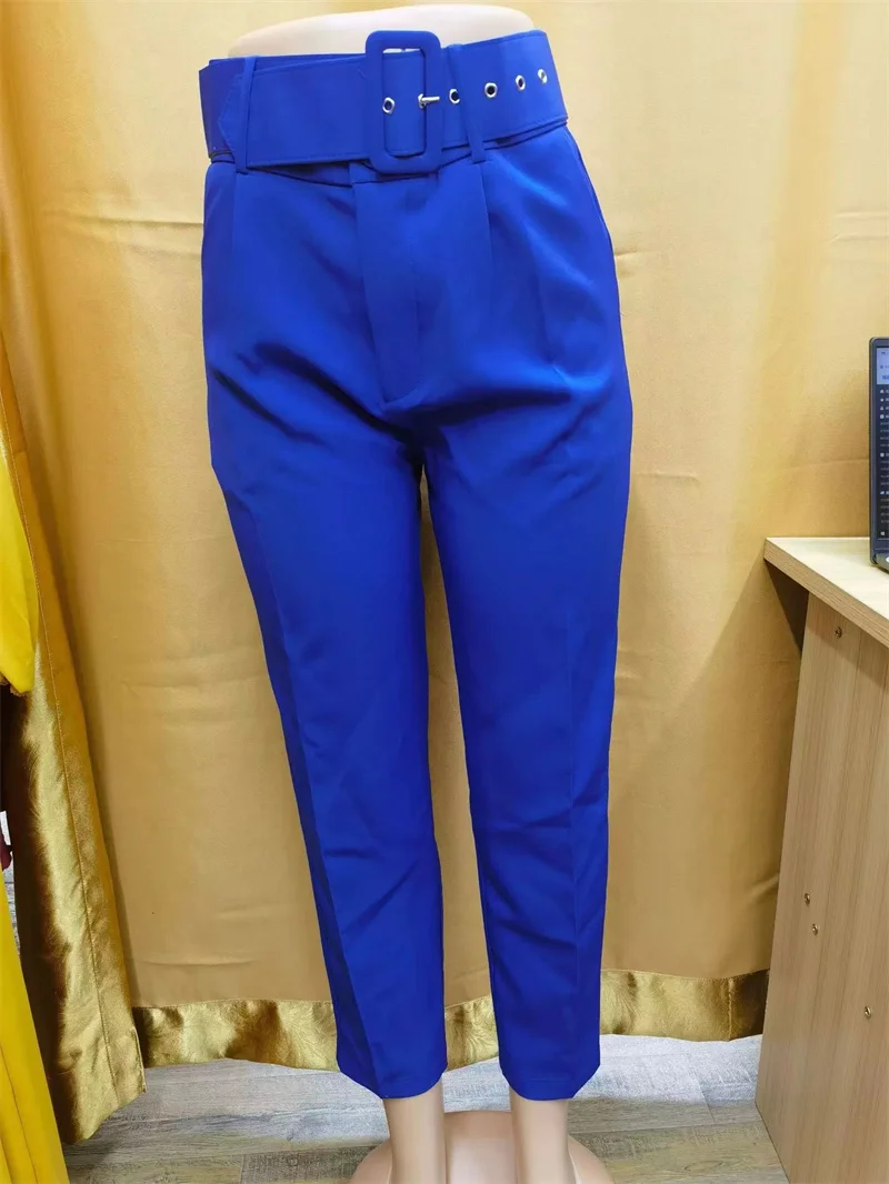 2025 Fashion Multicolor Suit Trousers Women's Casual Pants Spring Summer High-waist Sashes Lady Slim Ankle-length Straight Pants
