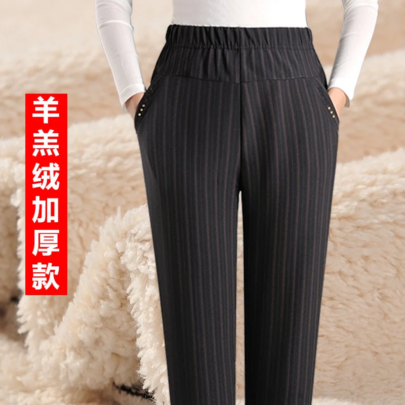 Autumn Winter Women Pants New Elastic High Waist Straight Pants Middle Elderly Mom Casual Pants Oversize XL- 9XL Female Trousers