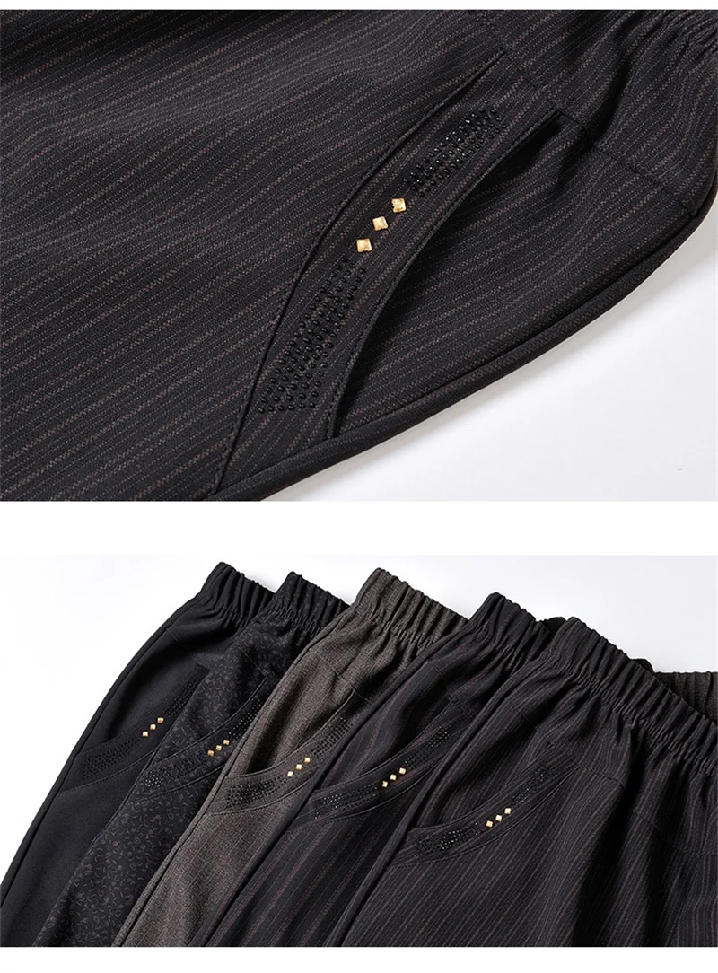 Autumn Winter Women Pants New Elastic High Waist Straight Pants Middle Elderly Mom Casual Pants Oversize XL- 9XL Female Trousers