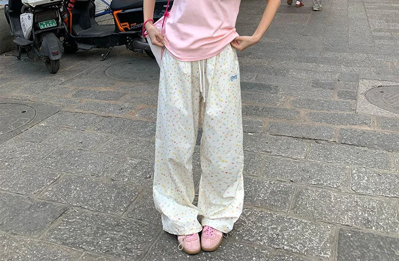 Zoki Stars Print Letter Cargo Pants Women Sweet Fashion High Waist Wide Leg Trousers Casual Loose Preppy Style Female Cute Pants