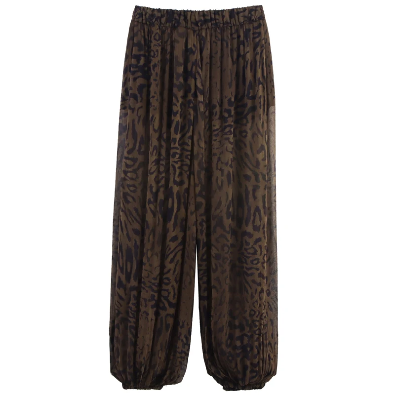 HXAO Animal Print Lantern Pants Women's Pants Autumn 2025 Elegant Pleated Oversized Baggy Trousers Ladies Fashion Wide Leg Pants