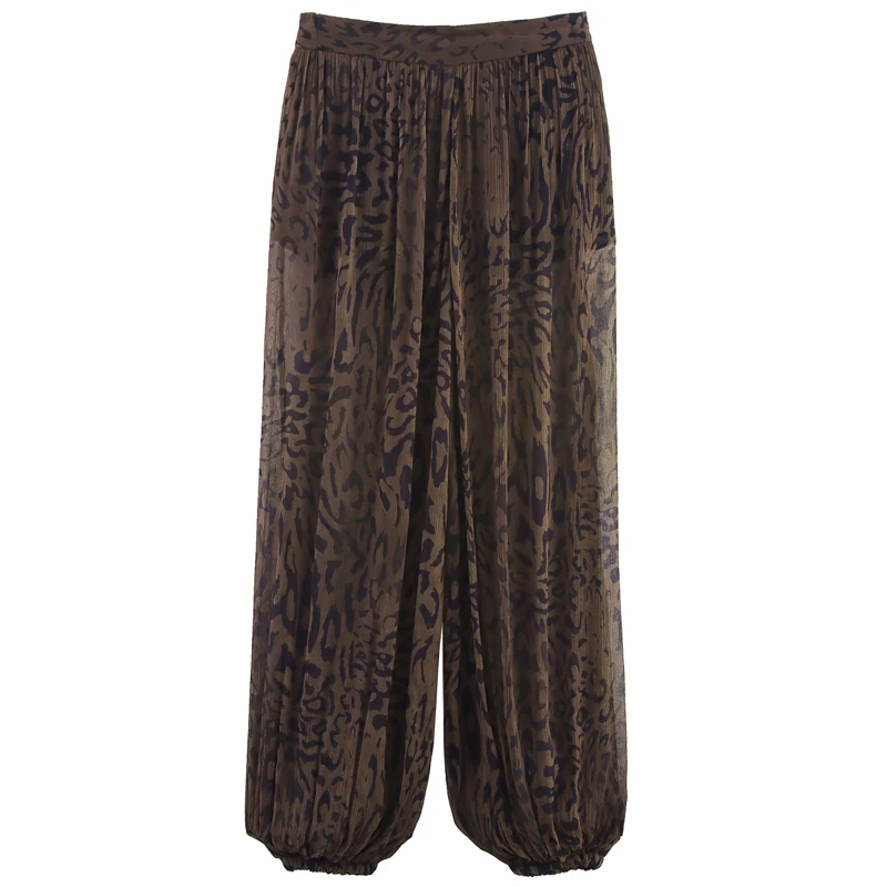 HXAO Animal Print Lantern Pants Women's Pants Autumn 2025 Elegant Pleated Oversized Baggy Trousers Ladies Fashion Wide Leg Pants