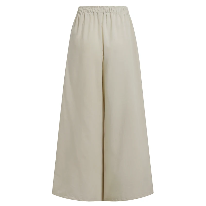 ZANZEA Elegant Women's Wide Leg Pants Autumn Trousers Casual Drawstring Pantalon Palazzo Female Elastic Waist Turnip Oversized