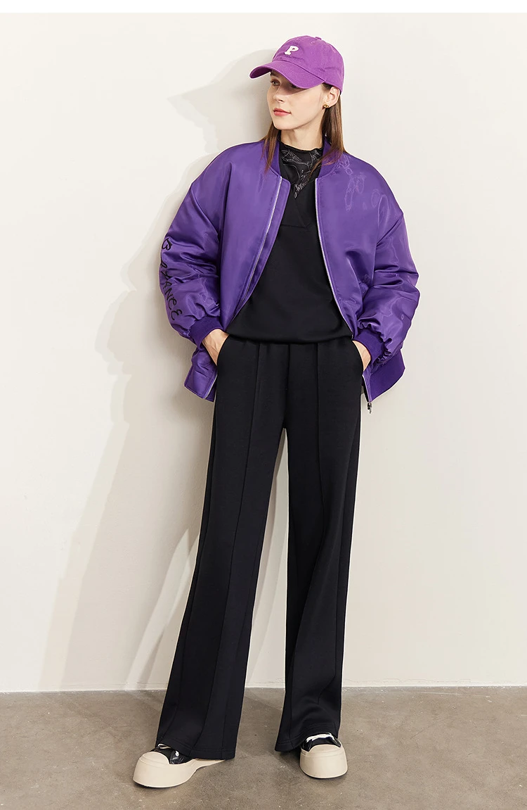 Amii Thicken Women's Pants 2025 Winter New Warm Straight Casual Trousers Women's Solid Knitting Sweatpants For Woman 12544039