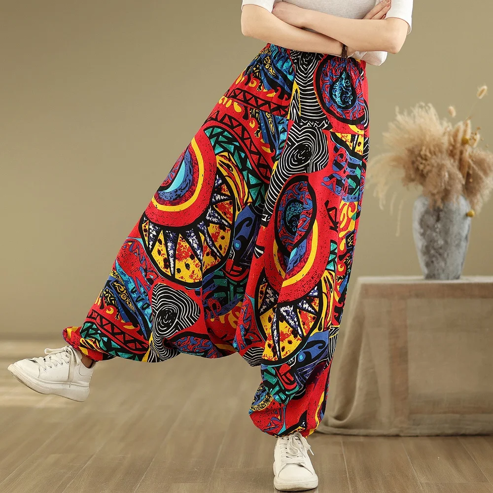 oversized Y2K floral high Waist Casual loose Summer wide leg Cross Pants Women Trousers 2025