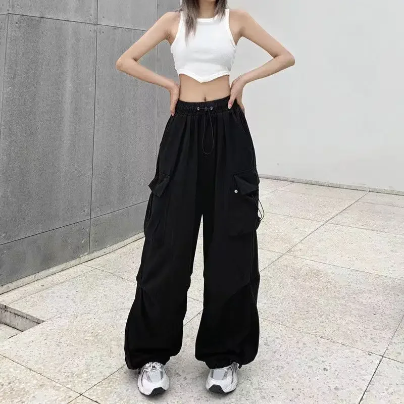 American Retro Workwear Casual Pants Women Summer Versatile Straight Cylinder Slim Fit Long Pants Loose