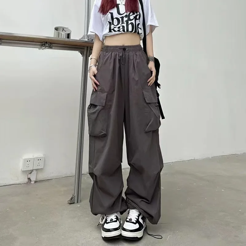 American Retro Workwear Casual Pants Women Summer Versatile Straight Cylinder Slim Fit Long Pants Loose