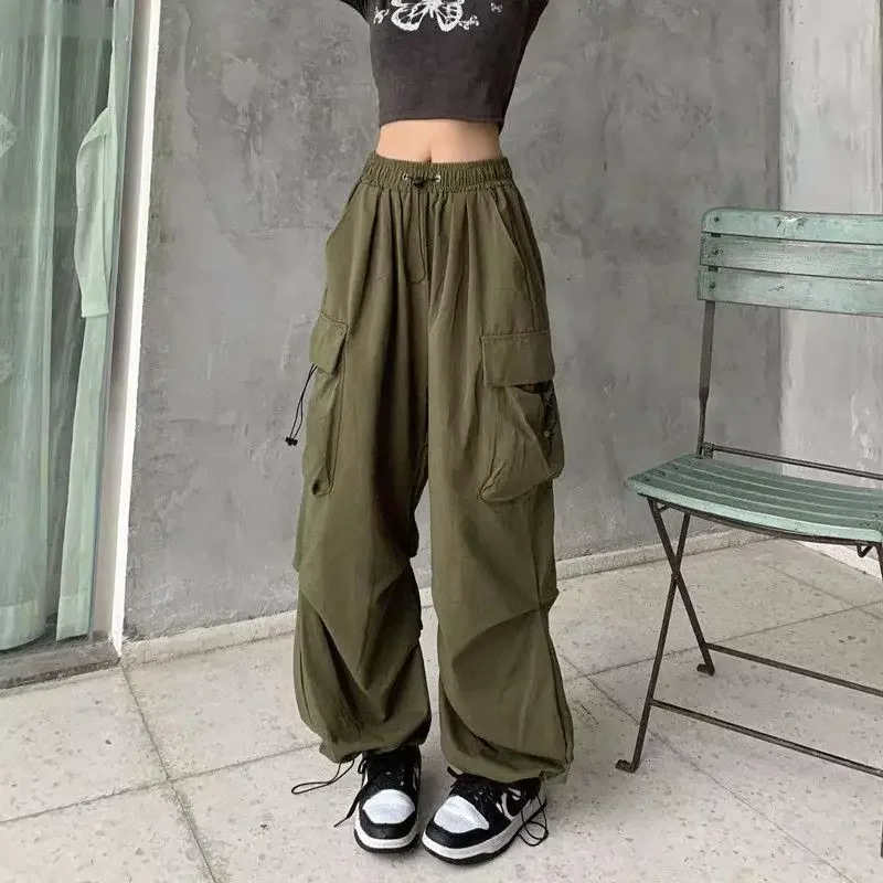 American Retro Workwear Casual Pants Women Summer Versatile Straight Cylinder Slim Fit Long Pants Loose