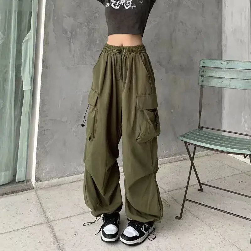 American Retro Workwear Casual Pants Women Summer Versatile Straight Cylinder Slim Fit Long Pants Loose