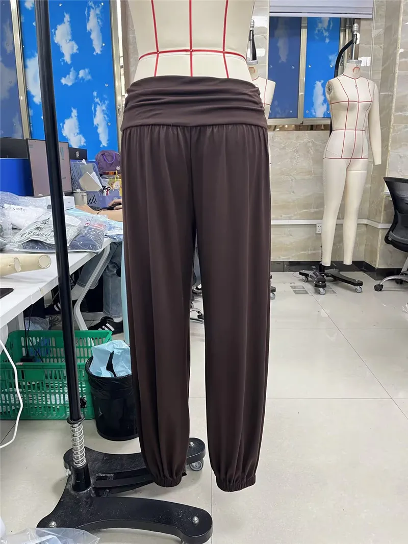 Women Fold Over High Waist Harem Jogger Pants Elastic Soft Modal Loose Baggy Cuffed Ankle Sweatpants Vacation Casual Trousers