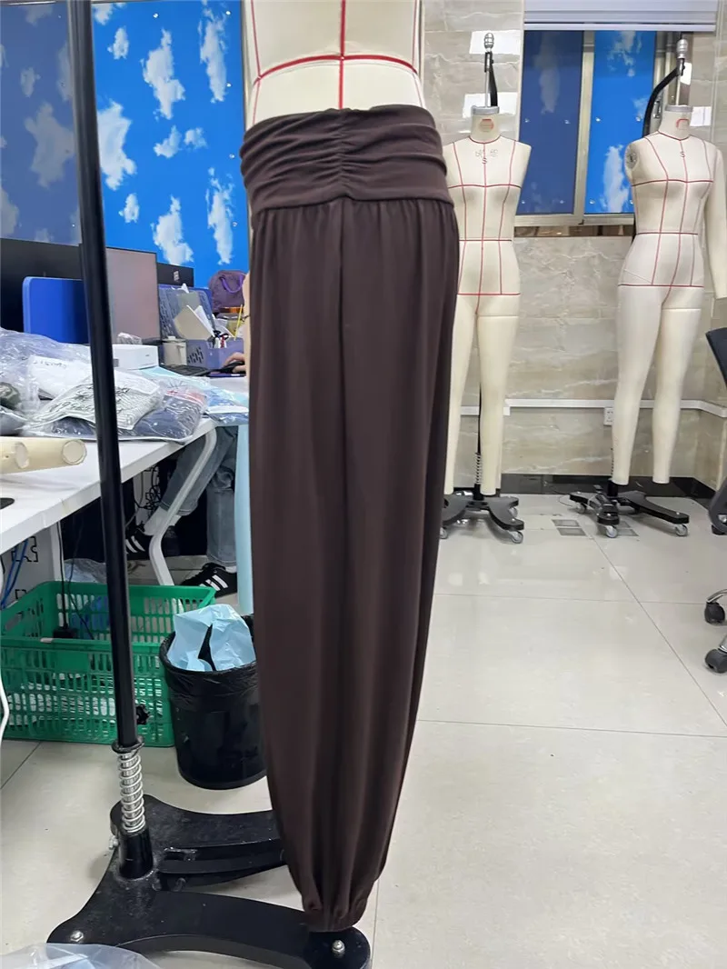 Women Fold Over High Waist Harem Jogger Pants Elastic Soft Modal Loose Baggy Cuffed Ankle Sweatpants Vacation Casual Trousers