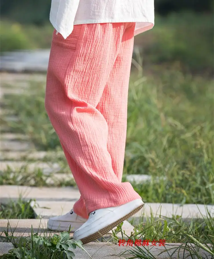 2026 Spring Women' Fashion Comfortable Cotton Linen Pants Plus Size Women Pleated Autumn Pants with Pockets 5XL 6XL Pantalones