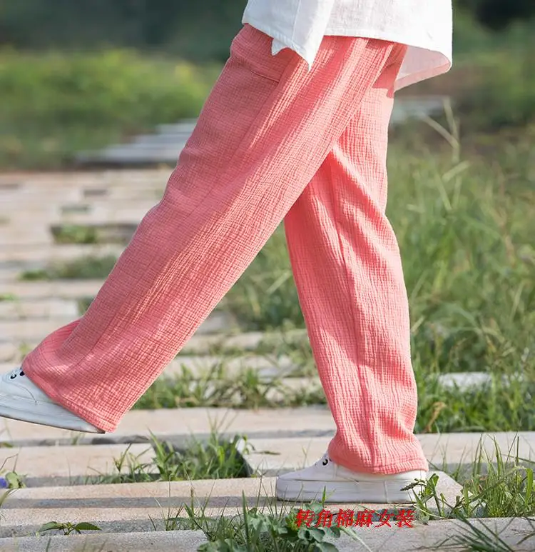 2026 Spring Women' Fashion Comfortable Cotton Linen Pants Plus Size Women Pleated Autumn Pants with Pockets 5XL 6XL Pantalones