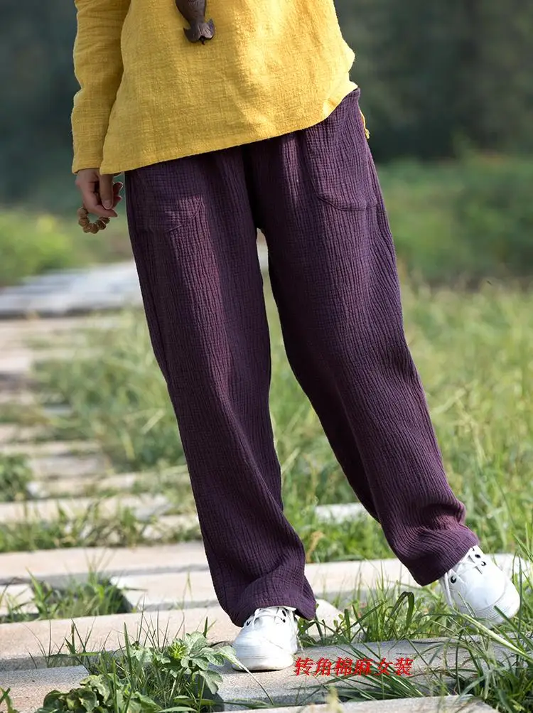 2026 Spring Women' Fashion Comfortable Cotton Linen Pants Plus Size Women Pleated Autumn Pants with Pockets 5XL 6XL Pantalones