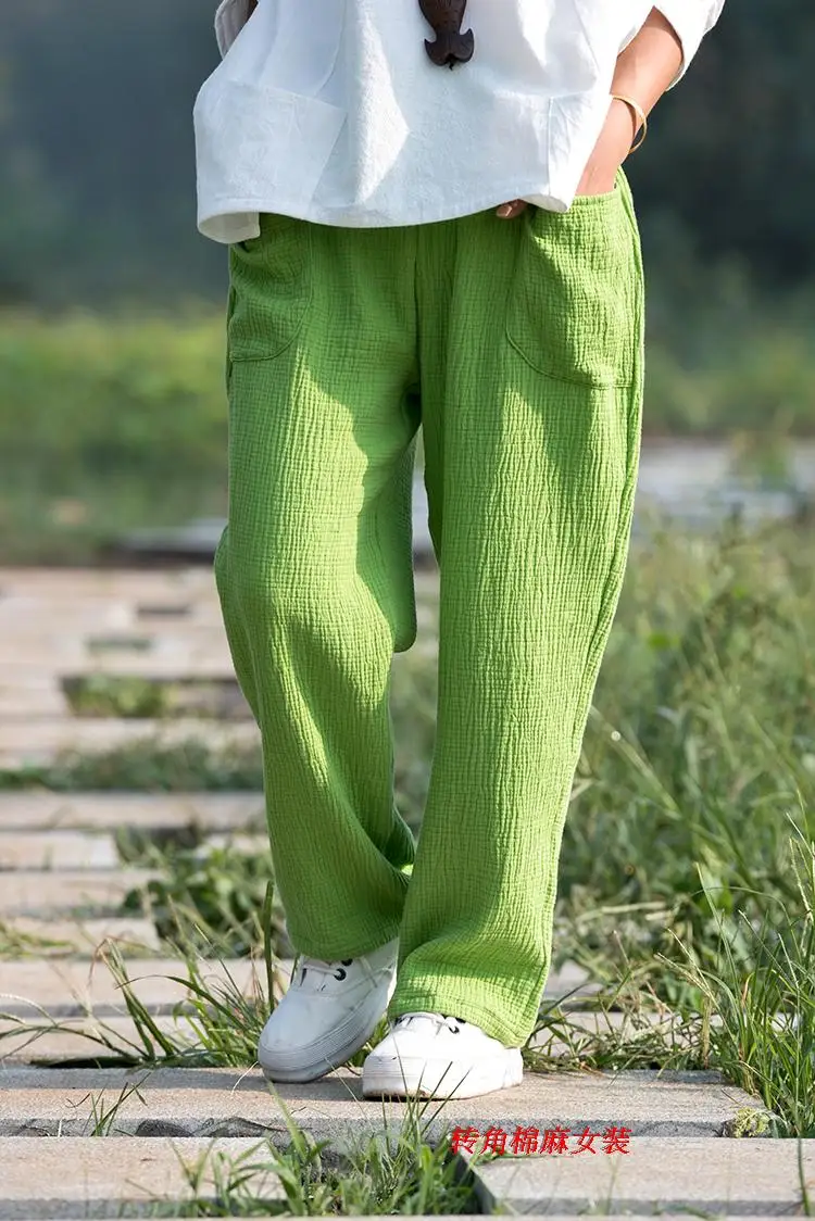 2026 Spring Women' Fashion Comfortable Cotton Linen Pants Plus Size Women Pleated Autumn Pants with Pockets 5XL 6XL Pantalones
