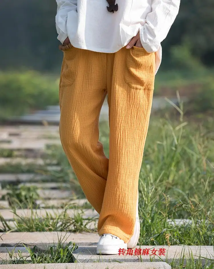 2026 Spring Women' Fashion Comfortable Cotton Linen Pants Plus Size Women Pleated Autumn Pants with Pockets 5XL 6XL Pantalones