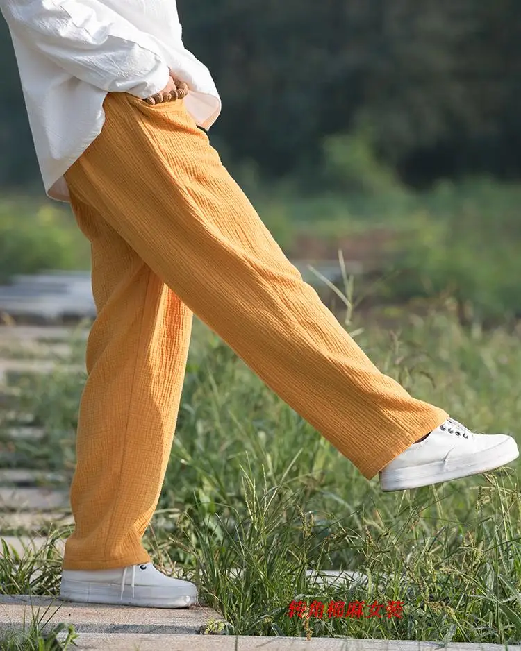 2026 Spring Women' Fashion Comfortable Cotton Linen Pants Plus Size Women Pleated Autumn Pants with Pockets 5XL 6XL Pantalones