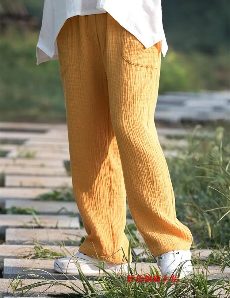 2026 Spring Women' Fashion Comfortable Cotton Linen Pants Plus Size Women Pleated Autumn Pants with Pockets 5XL 6XL Pantalones