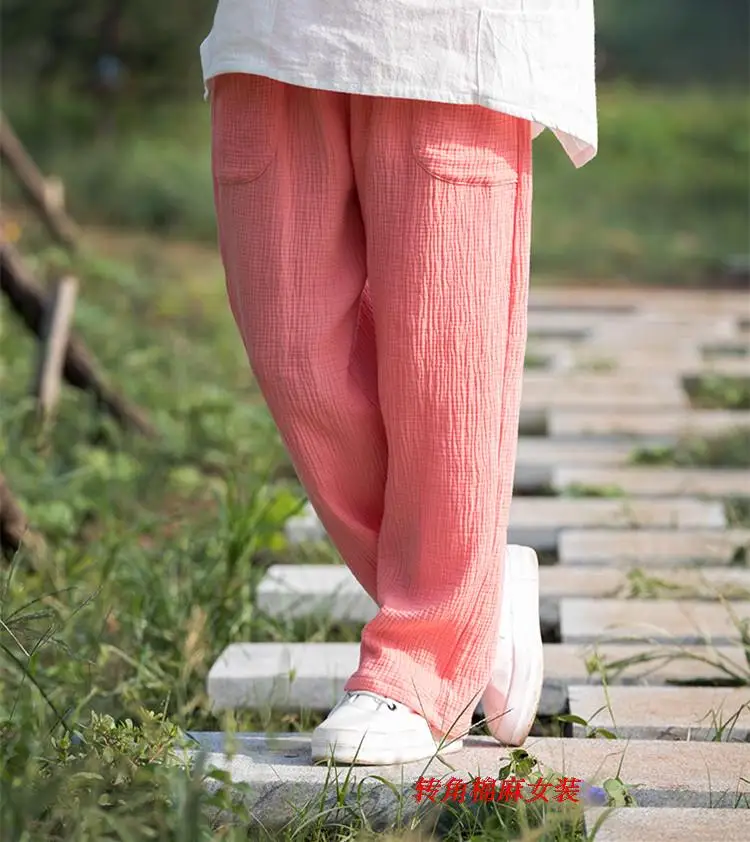 2026 Spring Women' Fashion Comfortable Cotton Linen Pants Plus Size Women Pleated Autumn Pants with Pockets 5XL 6XL Pantalones