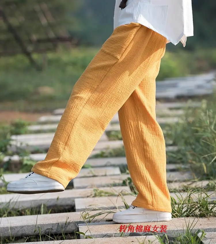 2026 Spring Women' Fashion Comfortable Cotton Linen Pants Plus Size Women Pleated Autumn Pants with Pockets 5XL 6XL Pantalones