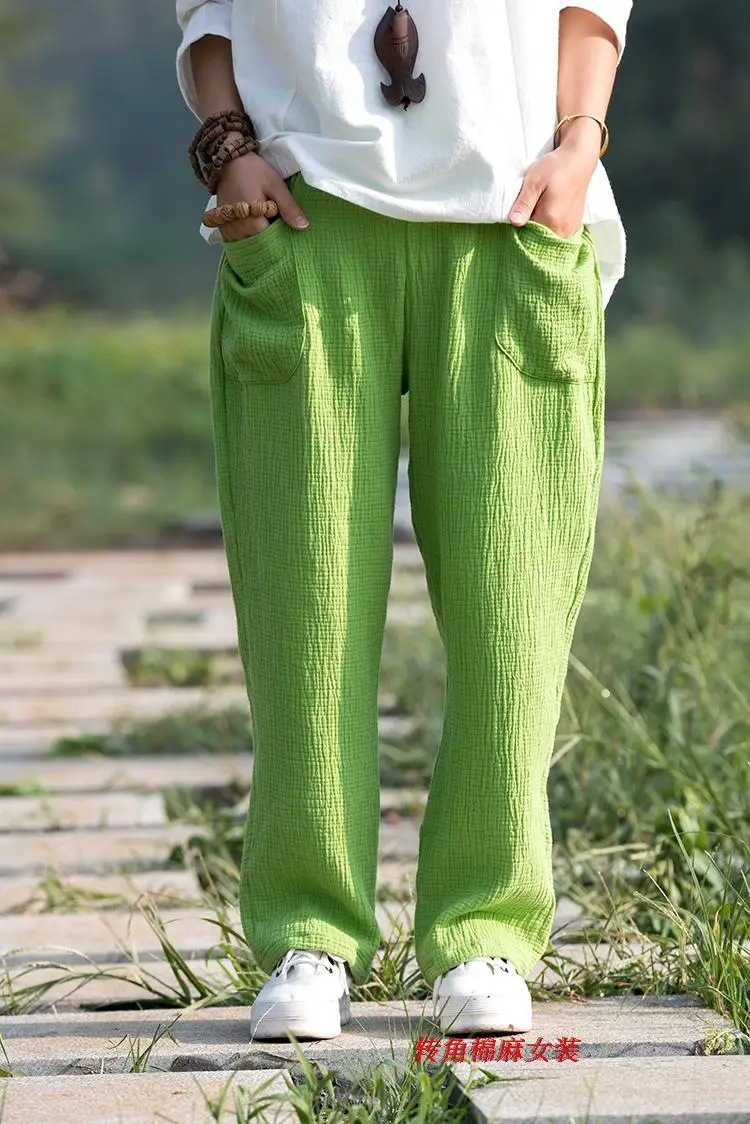 2026 Spring Women' Fashion Comfortable Cotton Linen Pants Plus Size Women Pleated Autumn Pants with Pockets 5XL 6XL Pantalones