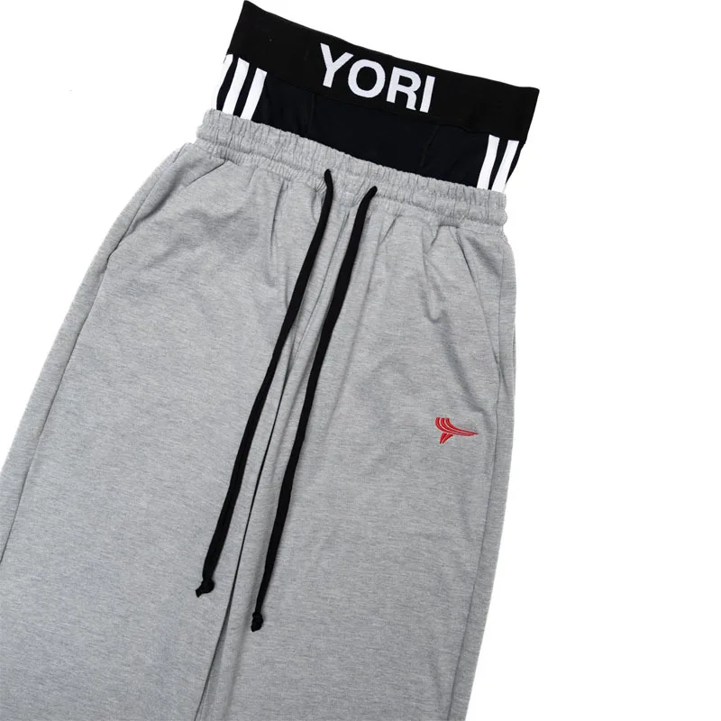 Double Waist Big Pocket Workwear Pants European American Spring Autumn Street Style Ankle Tied Casual Trousers