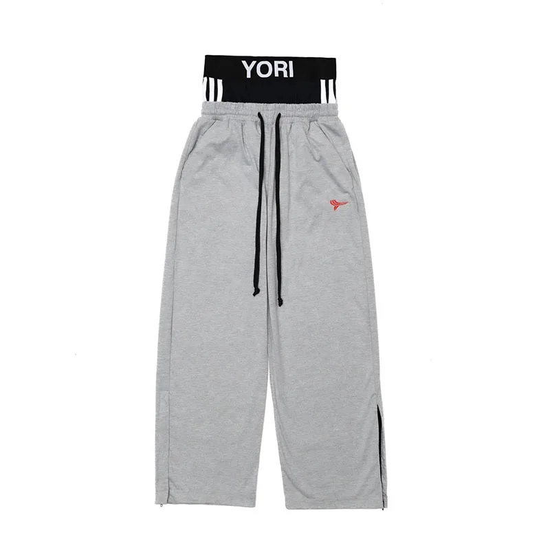 Double Waist Big Pocket Workwear Pants European American Spring Autumn Street Style Ankle Tied Casual Trousers