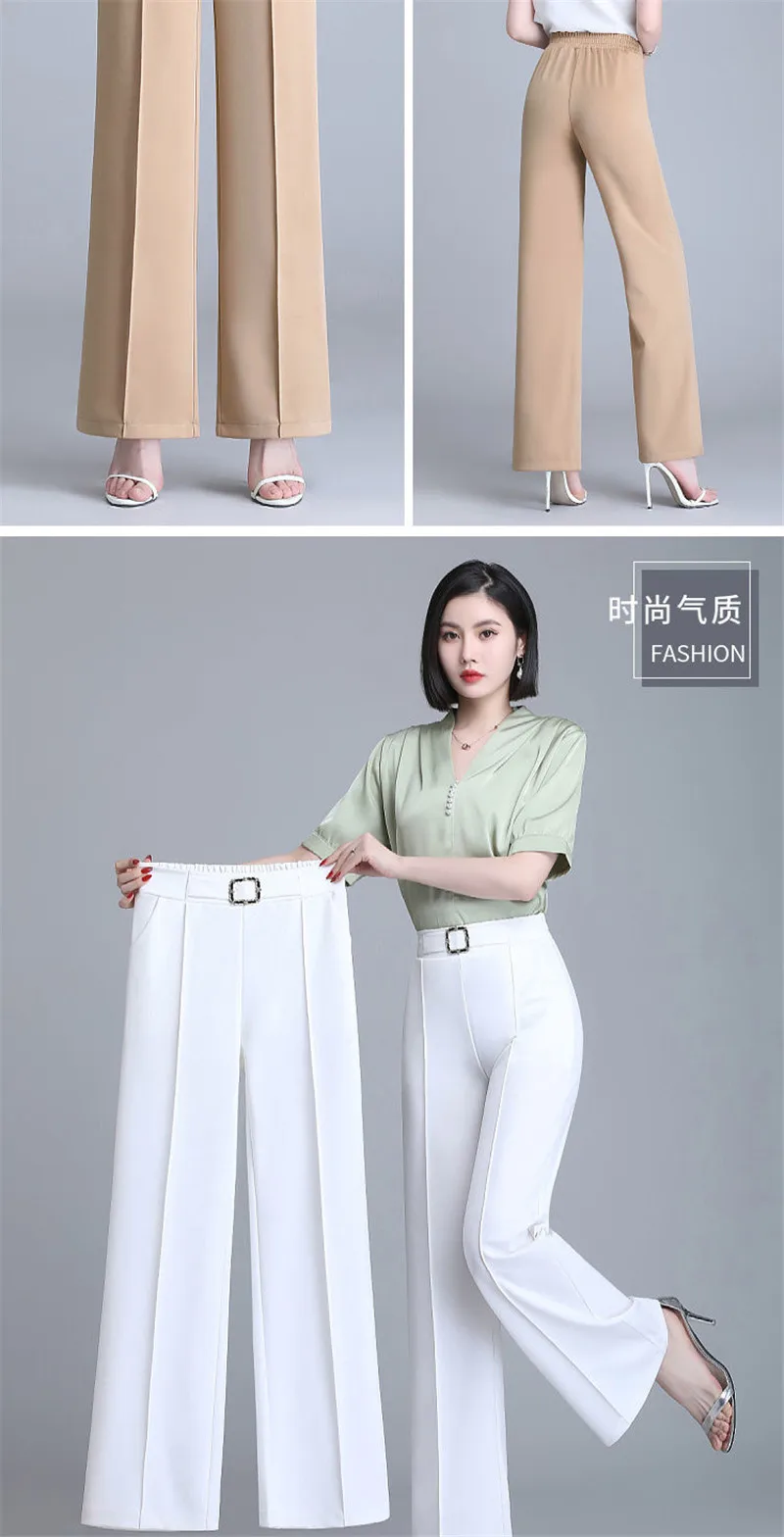 High Waist Wide Leg Pants Women Spring Autumn New Drop Feel Relaxed Straight Suit Pants Fashion Wild Casual Trousers White Black