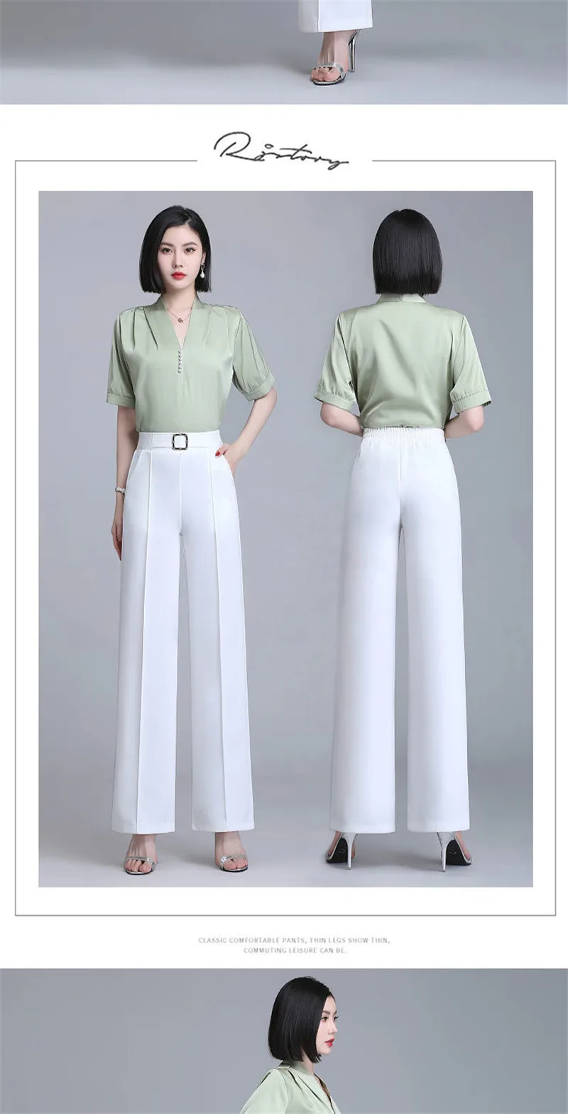 High Waist Wide Leg Pants Women Spring Autumn New Drop Feel Relaxed Straight Suit Pants Fashion Wild Casual Trousers White Black
