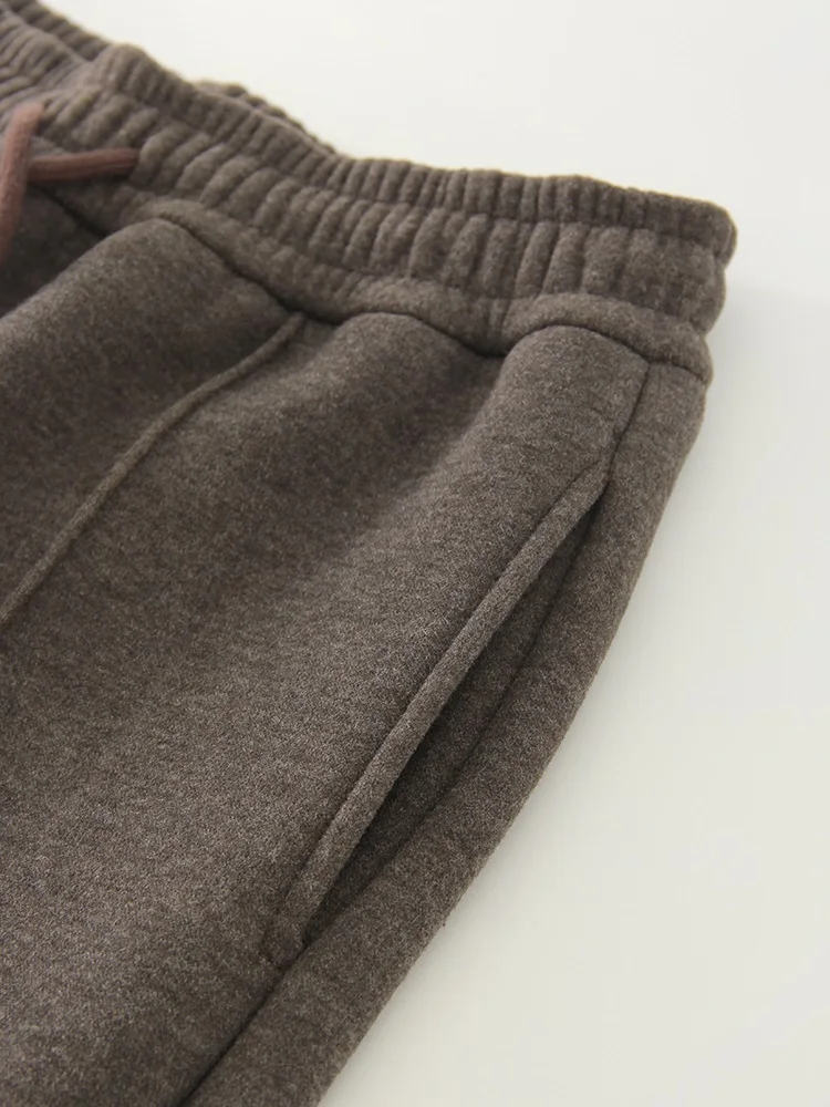 Streamgirl Thick Warm Straight Pants For Women Office Brown Wide Leg Trousers High Waist Women's Loose Pants For Ladies Spring