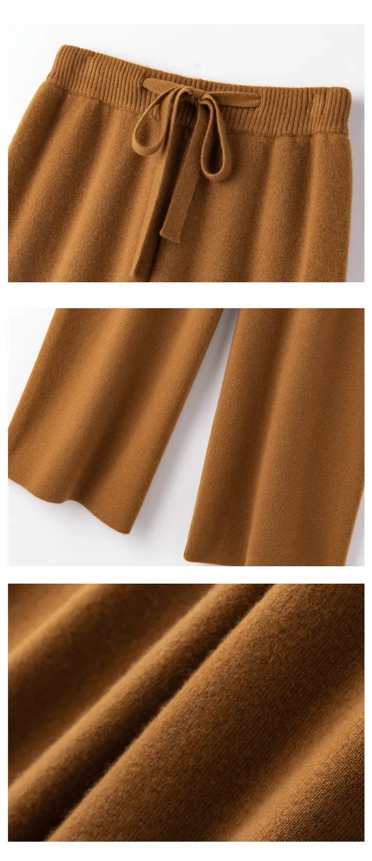 High Waist Fine Wool Wide-Leg Pants Women's Temperament Mop Pants Outer Wear Draping Effect Soft Glutinous Knitted Trousers