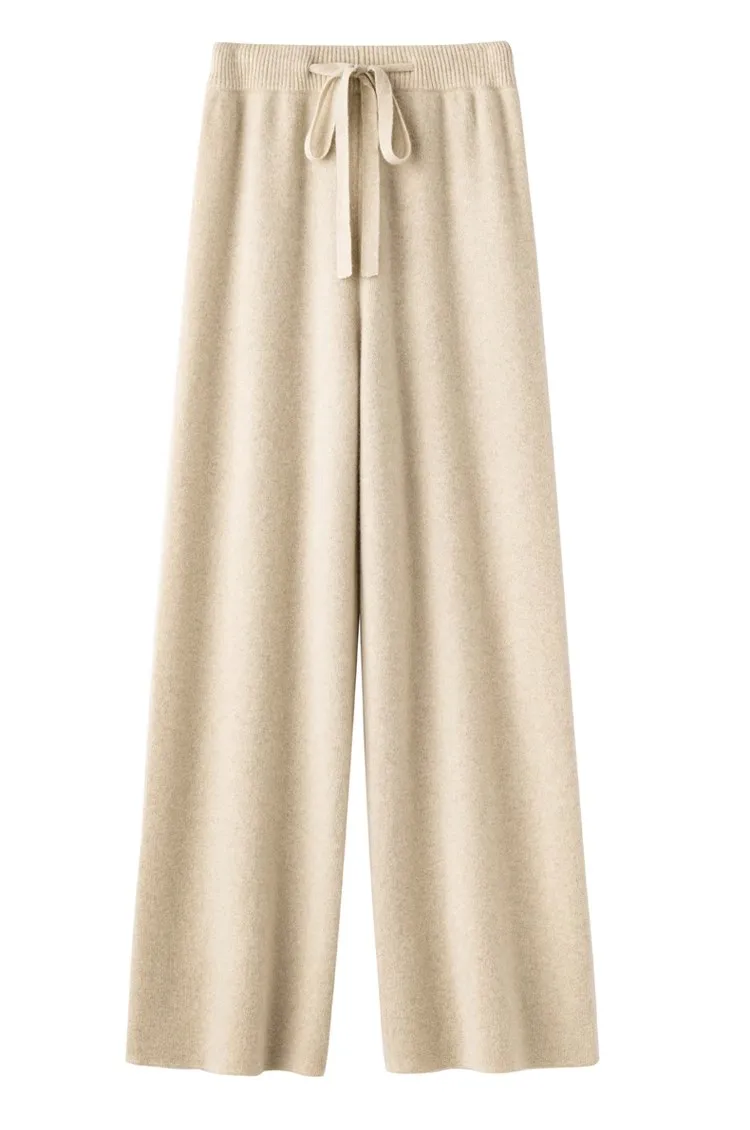 High Waist Fine Wool Wide-Leg Pants Women's Temperament Mop Pants Outer Wear Draping Effect Soft Glutinous Knitted Trousers