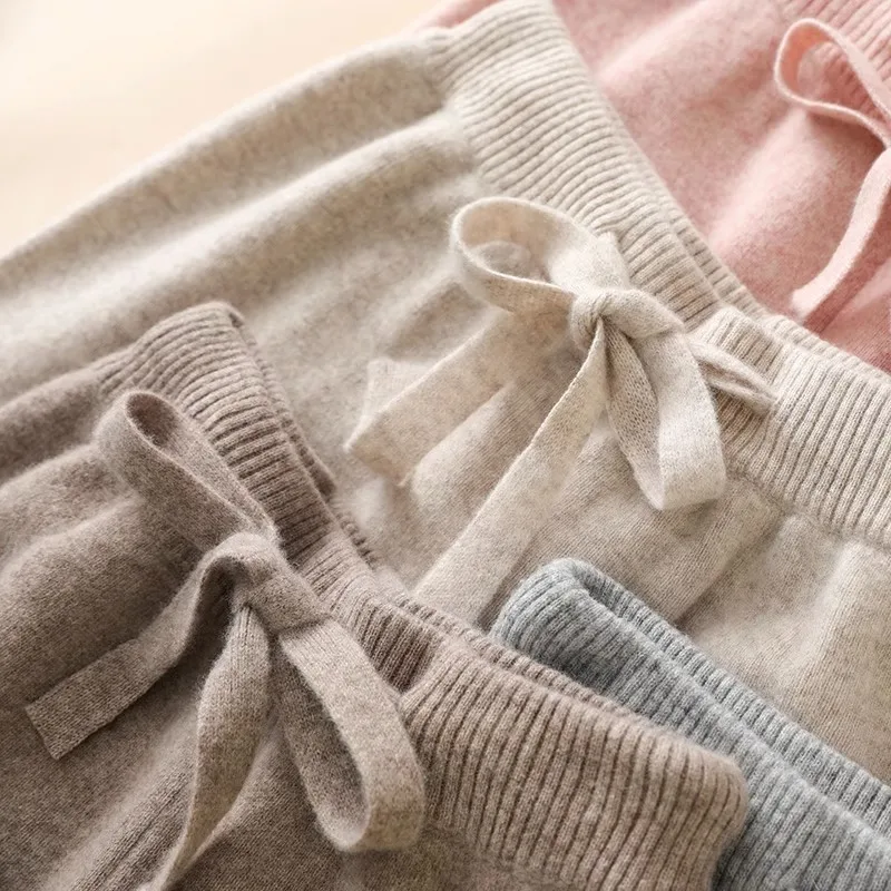 High Waist Fine Wool Wide-Leg Pants Women's Temperament Mop Pants Outer Wear Draping Effect Soft Glutinous Knitted Trousers