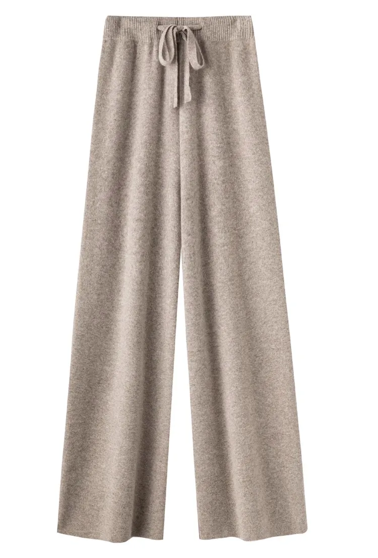 High Waist Fine Wool Wide-Leg Pants Women's Temperament Mop Pants Outer Wear Draping Effect Soft Glutinous Knitted Trousers