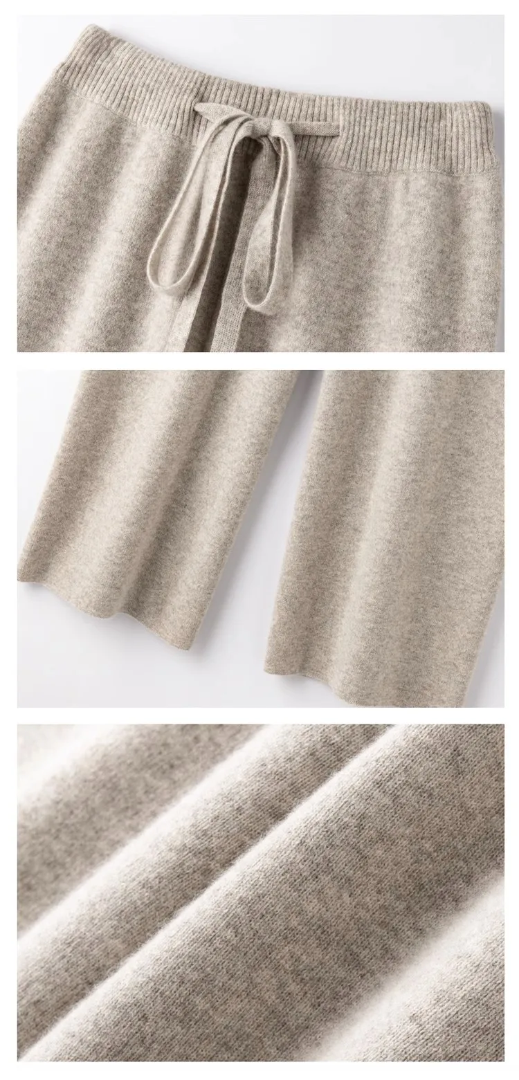 High Waist Fine Wool Wide-Leg Pants Women's Temperament Mop Pants Outer Wear Draping Effect Soft Glutinous Knitted Trousers
