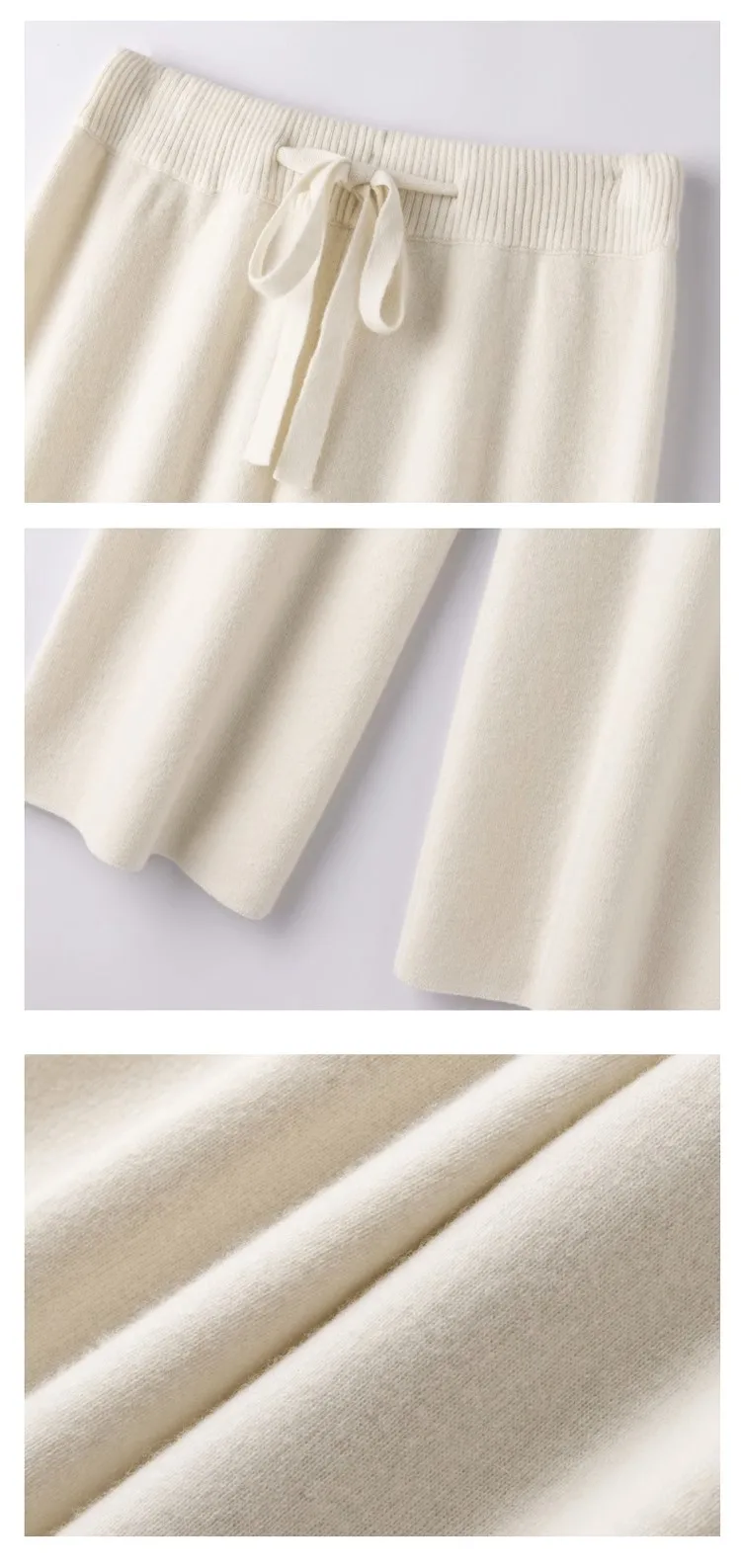 High Waist Fine Wool Wide-Leg Pants Women's Temperament Mop Pants Outer Wear Draping Effect Soft Glutinous Knitted Trousers