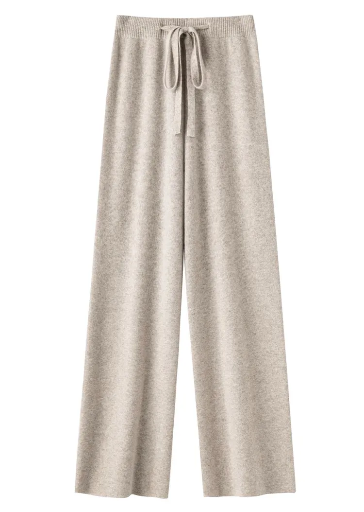 High Waist Fine Wool Wide-Leg Pants Women's Temperament Mop Pants Outer Wear Draping Effect Soft Glutinous Knitted Trousers